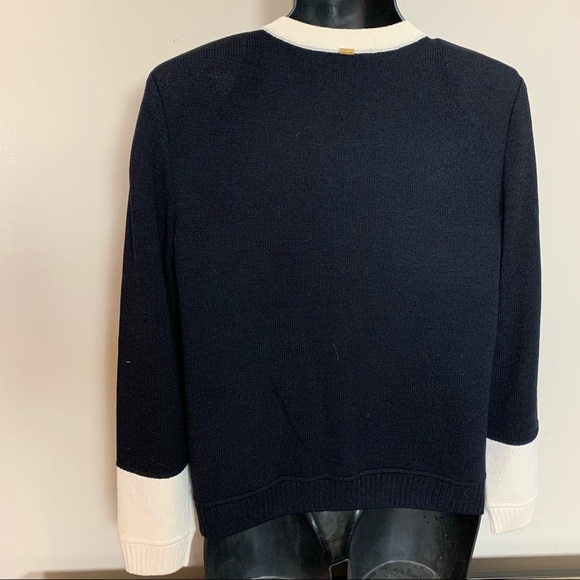 ST JOHN SPORT Black Pink Ivory SANTANA KNIT Button Front SUIT Dress JACKET M - Picture 4 of 7